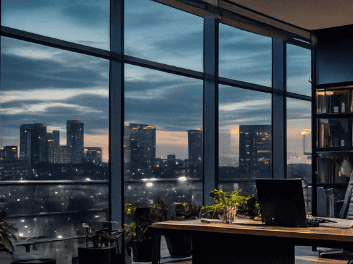 Office overlooking a city