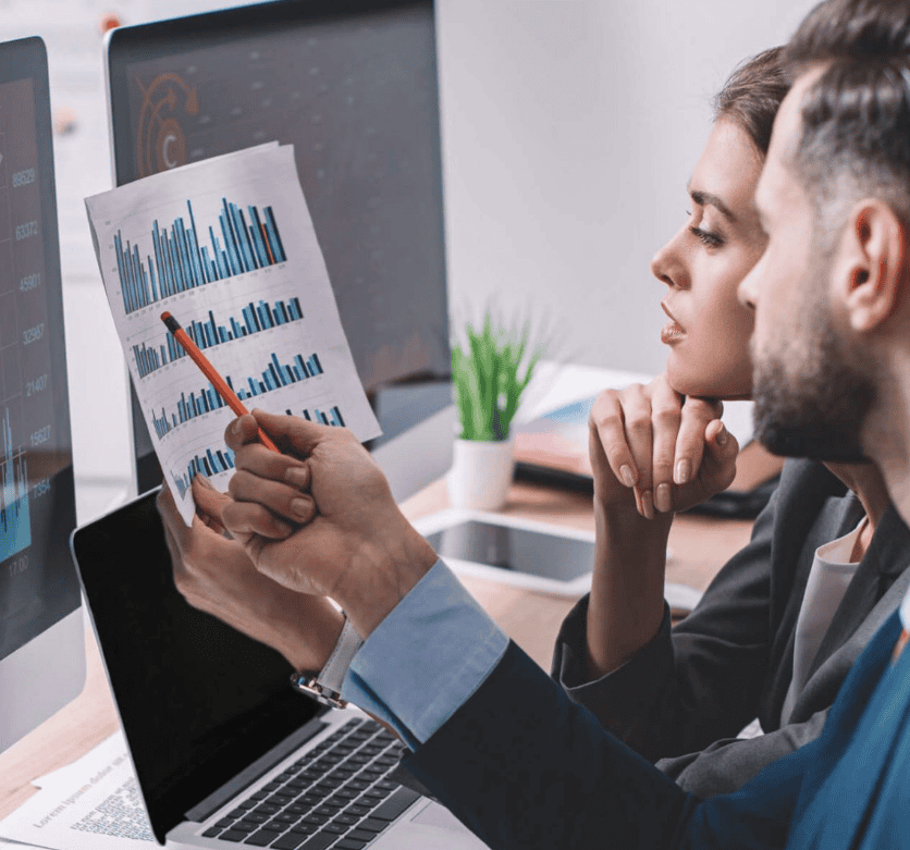 Business people reviewing a report
